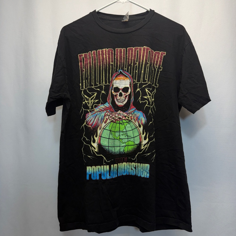 Falling In Reverse T-Shirt Mens Large Black Popular Monstour 2023 Band Merch Tee